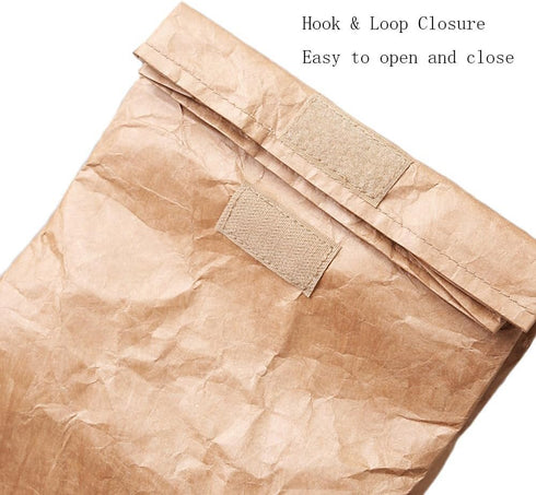 2 Pack 7.8 5.9 11.8 inches Hangnuo Insulated Brown Paper Lunch Bags Reusable, Retro Lunch Sacks for Adults Work Office