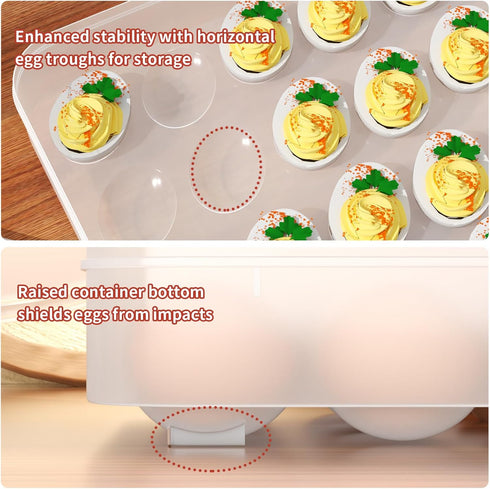 Newness Deviled Egg Containers with Lid, Set of 2 Plastic Egg Platter for 48 Devil Eggs, Clear Storage Carrier