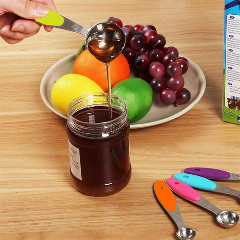 Fsdifly Stainless Steel Measuring Spoons 5 Piece Stackable Set for Cooking and Baking
