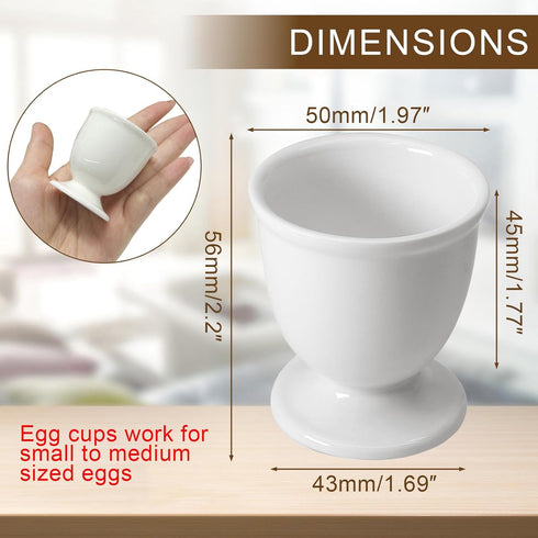 Kyuionty Set 2, Ceramic Egg Cups of White Porcelain Holder Egg Holder for Boiled Eggs Breakfast Cooking Kitchen/Gift