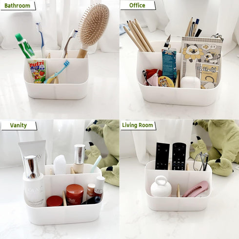 Electric Toothbrush Holders for Bathrooms - White Tooth Brushing Holder with Bamboo Dividers for Countertop