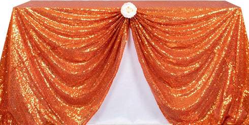 ShinyBeauty 60x102-Inch Orange Sequin Rectangular Tablecloth for Party Cake Dessert Table