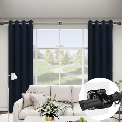 8PCS No Drill Curtain Rod Brackets, Self Adhesive Curtain Rod Holder Hooks, Nail Free Curtain Rod Hooks for Bathroom