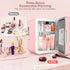 Mini Fridge for Bedroom, Skincare Fridge with Dimmable LED Light Mirror, 4L Makeup Mini Fridge, Pink