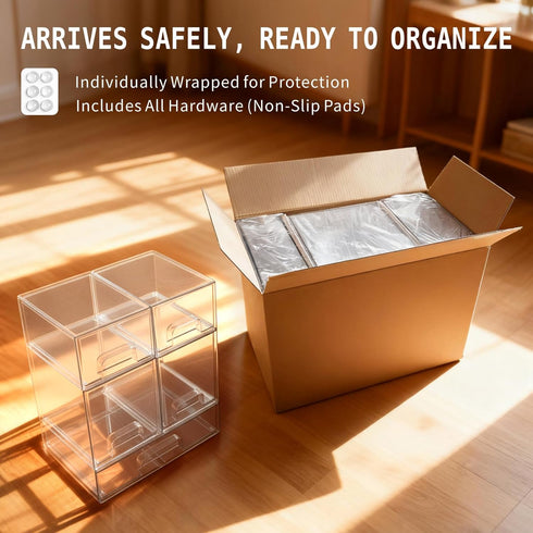 Gajiuhon Countertop, 3-Piece Baby Bottle Organizer, Large Capacity Stackable Acrylic Storage with Non-Slip Pads