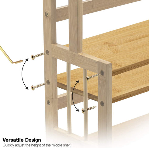 Countertop Counter (3-Tier) Sorbus Kitchen Organizer Bamboo Wooden Storage Shelf Rack for Spice, Soap, Skin Care