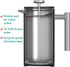 Coffee Gator 34oz French Press Coffee Maker, Thermal Insulated Brewer with Travel Jar, Double Wall Stainless Steel