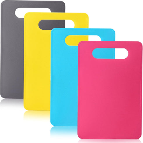 Flexible Cutting Board Set - BPA Free 4 Colored Plastic Cutting Board Mats, Dishwasher Safe, 11.4 IN x 7.5 IN