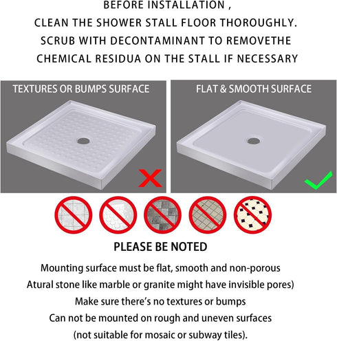 Yimobra Non Slip Shower Stall Mat, 21x21 Inch, Soft Square Bath Mat with Suction Cups and Drain Holes