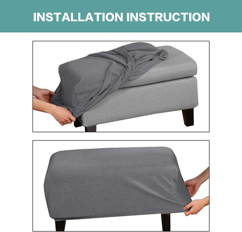 Turquoize Stretch Ottoman Cover Ottoman Slipcover Sofa Cover Footstool Protector Storage Ottoman Covers Furniture