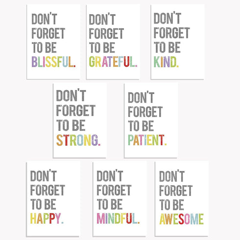 Don't Forget Mini Collection Wall Art Prints, 11x14 Inch, Kid's Room Decor, Motivational Typography, Gender Neutral