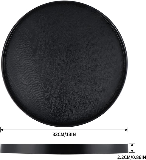 MDLUU 13" Plastic Serving Tray, Ottoman Tray, Round Butler Tray for Breakfast in Bed, Coffee Table Decor, Party
