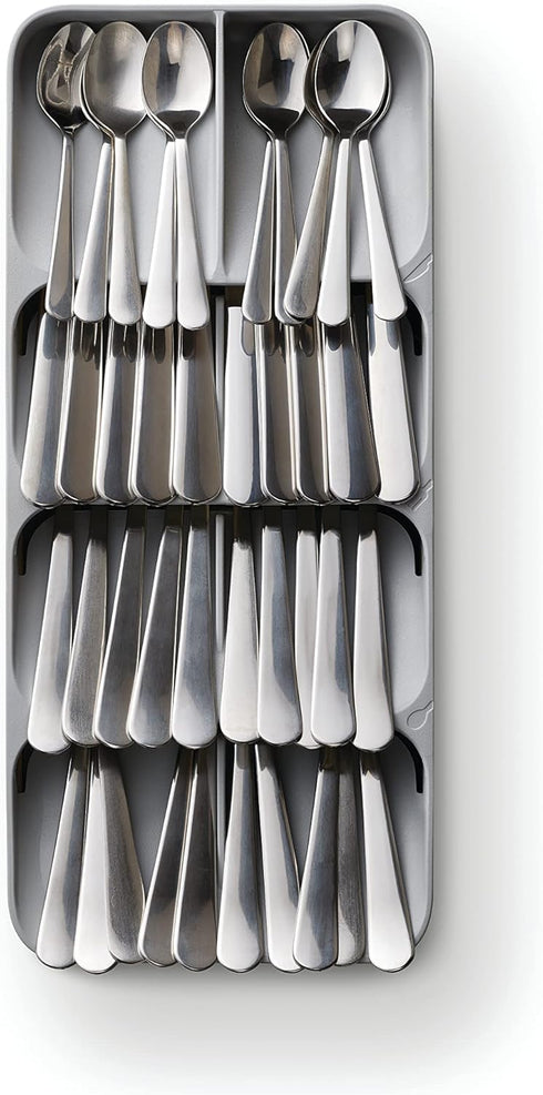 Joseph Joseph DrawerStore Compact Utensil Organizer, Silverware Flatware Tray for Kitchen Drawer, Grey