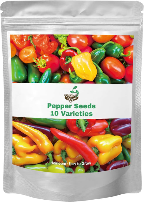 600+ Pepper Seeds, Heirloom Vegetable Seed for Planting Indoor Outdoor, 10 Varieties