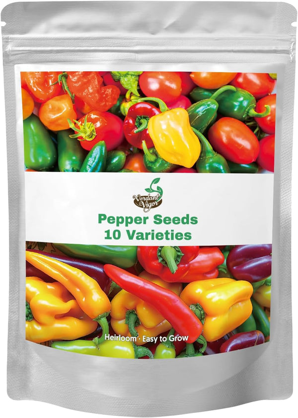 600+ Pepper Seeds, Heirloom Vegetable Seed for Planting Indoor Outdoor, 10 Varieties