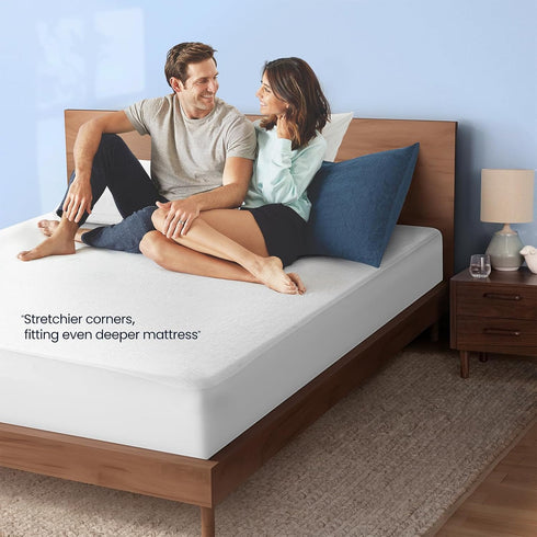 TASTELIFE Queen Mattress Protector, Waterproof, Breathable & Noiseless, Deep Pocket, White