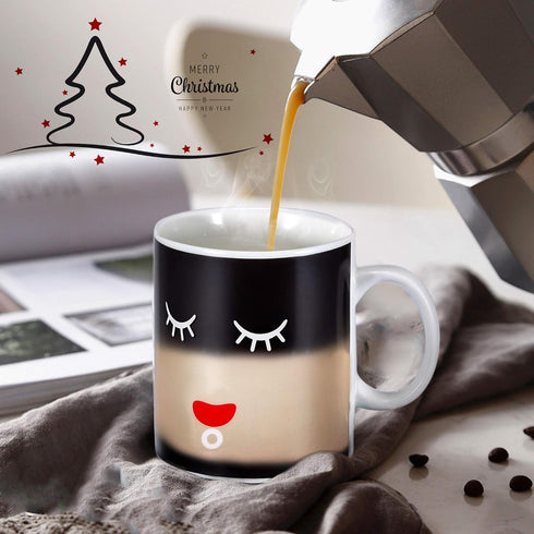 IPOW 2 Pack Color Changing Magic Mug, Heat Sensitive Ceramic Coffee Mugs, 12 Oz