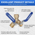 Denninal 2 304 3/4 Inch Brass Garden Hose Splitter Way Heavy Duty with Stainless Steel Long Handle, Outdoor Full Flow