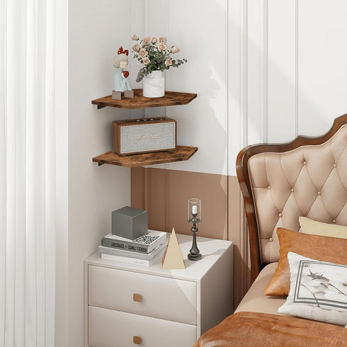 Set 2 Homode Corner Shelf Wall Mount, of Floating Corner Shelf Organizer for TV Accessories, Speaker, Cable Box, Game