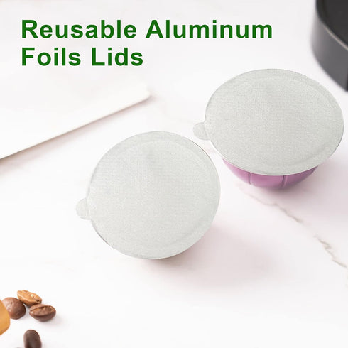 Aluminum Foils Lids Seals for Reuse Nespresso Capsules, Compatible with Nespresso Vertuoline, 100Pcs Cover Seals