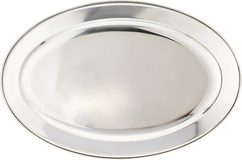 Winco OPL-18 Stainless Steel Oval Platter, 18" x 11.5"