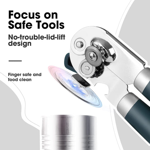 Green Manual Can Opener with Magnet and Sharp Blade, Handheld Openers with Effort-Saving Knob and Multifunctional