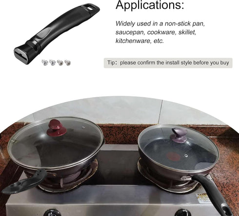 MECCANIXITY Black Pan Replacement Handle, 7x1inch Nonstick Skillet Cookware Heat-Resistant Handle