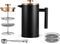Black French Press Coffee Maker 12oz, Stainless Steel Insulated Coffee Press with Rose Gold Lid, 2 Extra Screens & 1