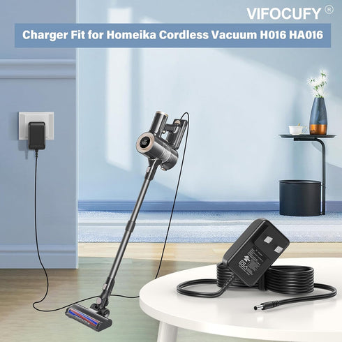 Power Cord for Homeika Cordless Vacuum H016 HA016 Power Supply Charger Replacement 20Kpa Powerful Suction Vacuum AC/DC Adapter with UL Listed