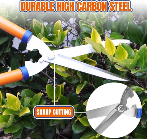 WPR1E95 Hedge Clippers with Adjustable Length Handle and Wavy SK-5 Steel Blade for Pruning Bushes and Borders