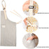 Syhood 2 Pack Aprons with 2 Pockets for Women Men, Soft Linen Adjustable Bib Kitchen Cooking Apron (Brown Stripes Style)