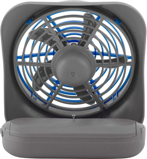 Treva 5 Inch Battery Powered Fan - Portable Desk Fan with Compact Folding & Tilt Design, Dark Blue