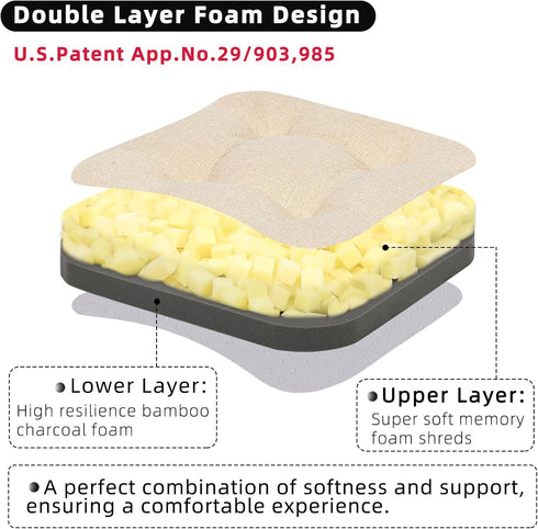 GOFORIT 16'' 16'', Chair Cushions,Tufted Shredded Memory Foam Chair Pads, Non-Slip Seat Cushions with Removable Cover