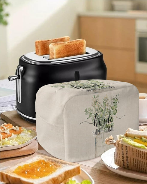 Toaster Dust Cover with Pockets: Rustic Spring Eucalyptus Leaves Design, Dust-proof Cover for Small Appliances