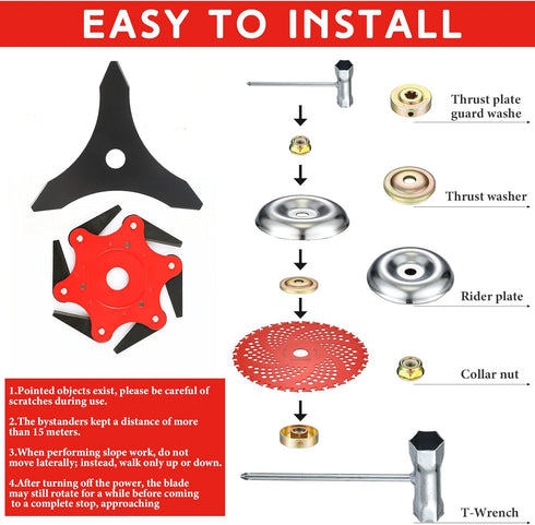6 Trimmer 3 Set Trimmer Forester(Red,9" x36t+10" x3t+6t) Threlaco Steel Teeth Razor Head and Teeth Brush Cutter Blade