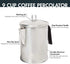 Primula Today Aluminum Stove Top Percolator Maker, Durable 9 Cup Brew Coffee, Silver