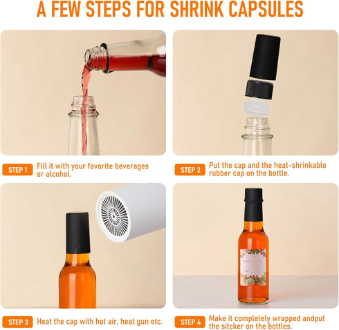 35 Pack 5 oz Woozy EkkoVla Clear Glass Hot Sauce Bottle with Black Caps and Orifice Reducers, Clear Bottles Empty Wine