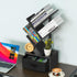Small Book Shelf with Drawer, 4 Tier Black Tree Bookshelf, Wooden Desktop Bookcase for Living Room, Bedroom, Office