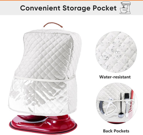 BAGSPRITE Stand Mixer Cover with Pockets for KitchenAid Mixer 6/7/8 Quart, Appliance Sliders for Attachments