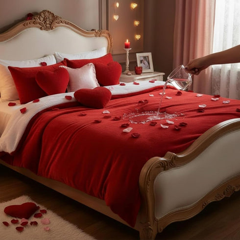 50'' 80'' 3 44oz Tisancy Red Waterproof Bed Blanket, Twin Size x Double Side Leakproof Reversible Sherpa Flannel Fleece