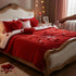 50'' 80'' 3 44oz Tisancy Red Waterproof Bed Blanket, Twin Size x Double Side Leakproof Reversible Sherpa Flannel Fleece