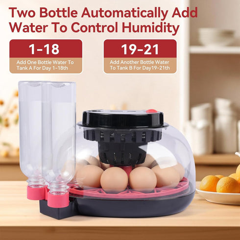 12 360 Egg Incubators for Hatching Eggs, Chicken Egg Incubator with Automatic Egg Turning and Temperature Humidity