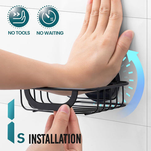 TAILI Shower Soap Holder, Soap Dish for Shower Wall with Hook, Bar Soap Holder, Suction Cup with Razor Holder