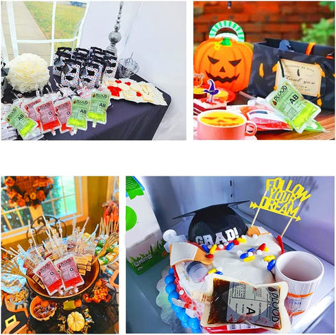 20 Pack Blood Bags for Drinks, 8.5oz Anti-Leak with Cap, Reusable Food Grade Decoration Cups for Halloween and Christmas