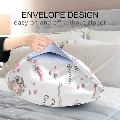 AUUXVA Girl Satin Pillowcase - Queen Size Ballet Ballerina Pillow Sham with Envelope Closure for Kids