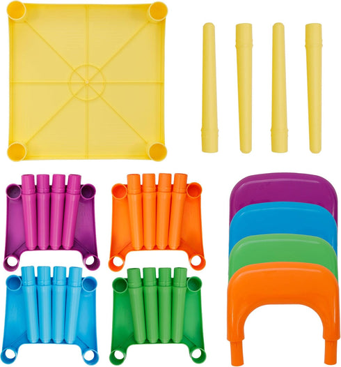 4 Set, Kids Table and Chairs Toddler Table Plastic Sturdy Desk for Reading, Art, Homework