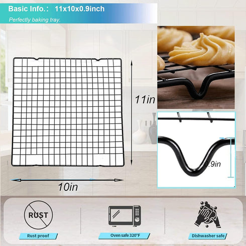Cooling Racks,Baking Rack Tray Non-Stick Pan Stainless Steel Cake Cooling Wire Roasting Rack for Biscuit Pizza Bread Cake Baking(2pack-11.02 inch) by Lemengtree