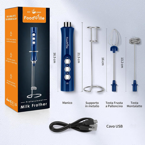 MF02 Rechargeable Milk Frother Handheld Foam Maker with Stainless Whisk for Cappuccino, Latte, Bulletproof Coffee, Keto