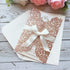 20PCS 5.12 x 7.28'' Laser Cut Wedding Invitations Cards with Envelopes, Hollow Rose Pocket with Bowknot for Bridal