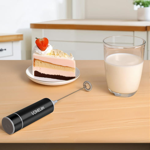 VOMELON 2 Milk Frother Handheld, Battery Operated Coffee Foamer Drink Mixer with Stainless Steel Electric Whisks